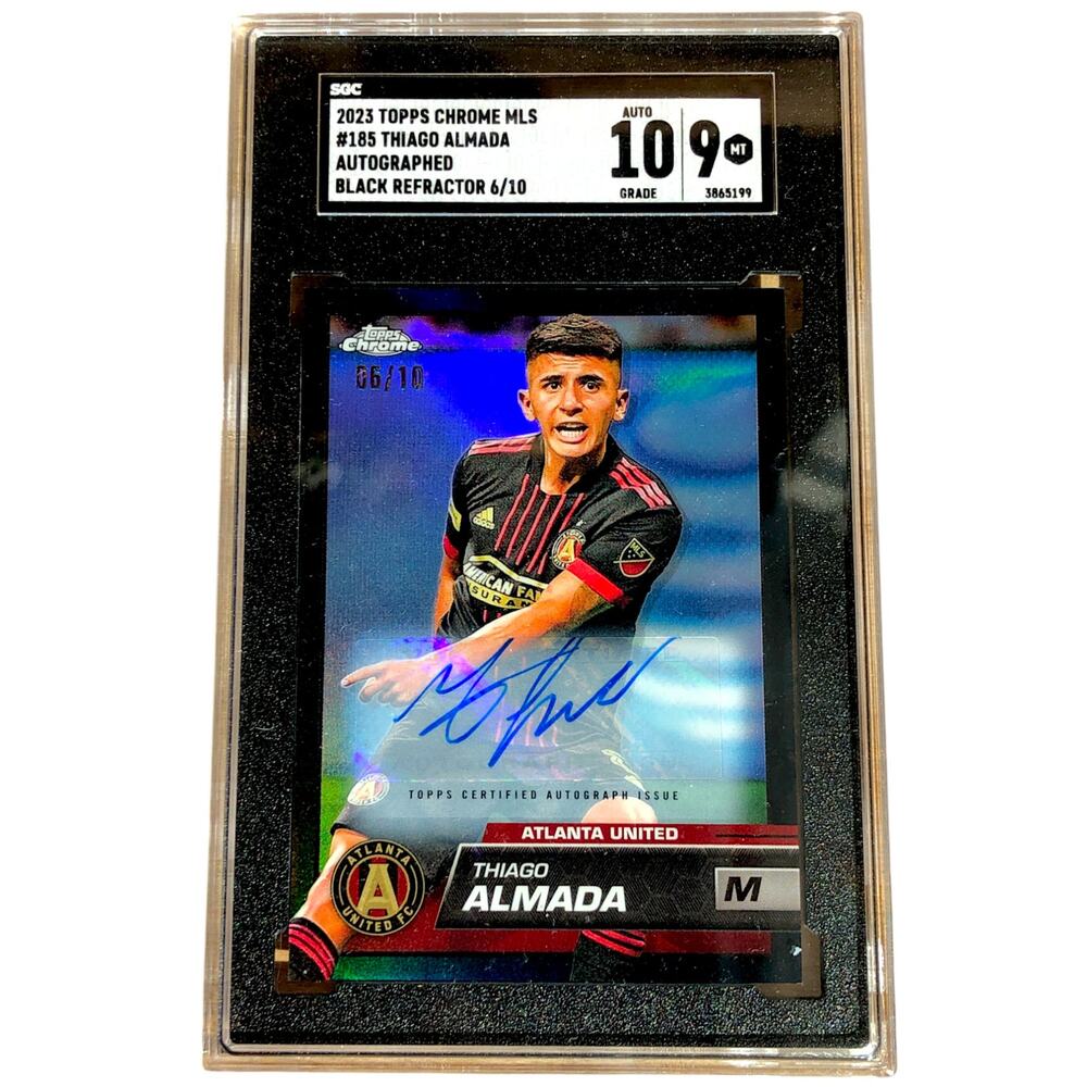 2023 Topps Chrome MLS Black Refractor #185 Thiago Almada /10 SGC 10 AUTO 9